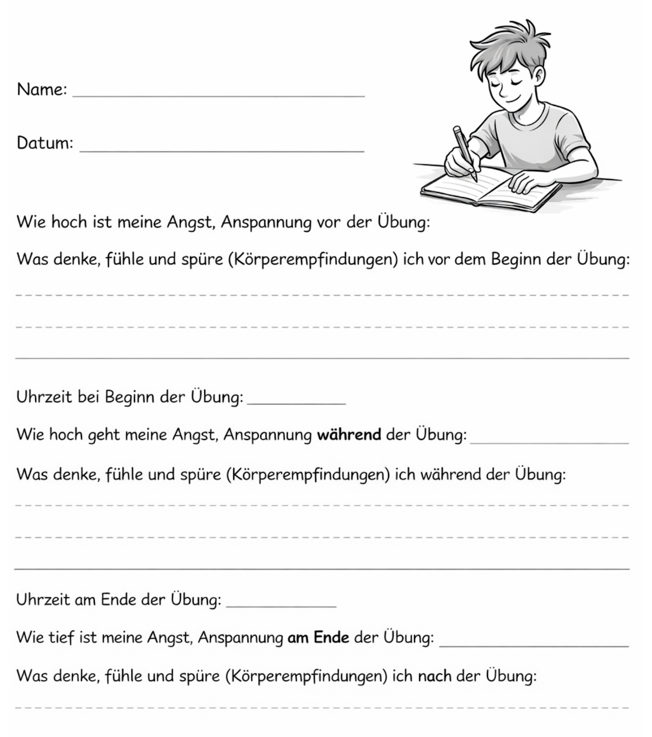Klassisches Therapietagebuch auf Papier